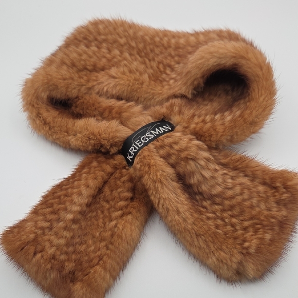 Kriegsman Elegant Redish Brown Real Fur Neck Warmer Scarf - Picture 5 of 8